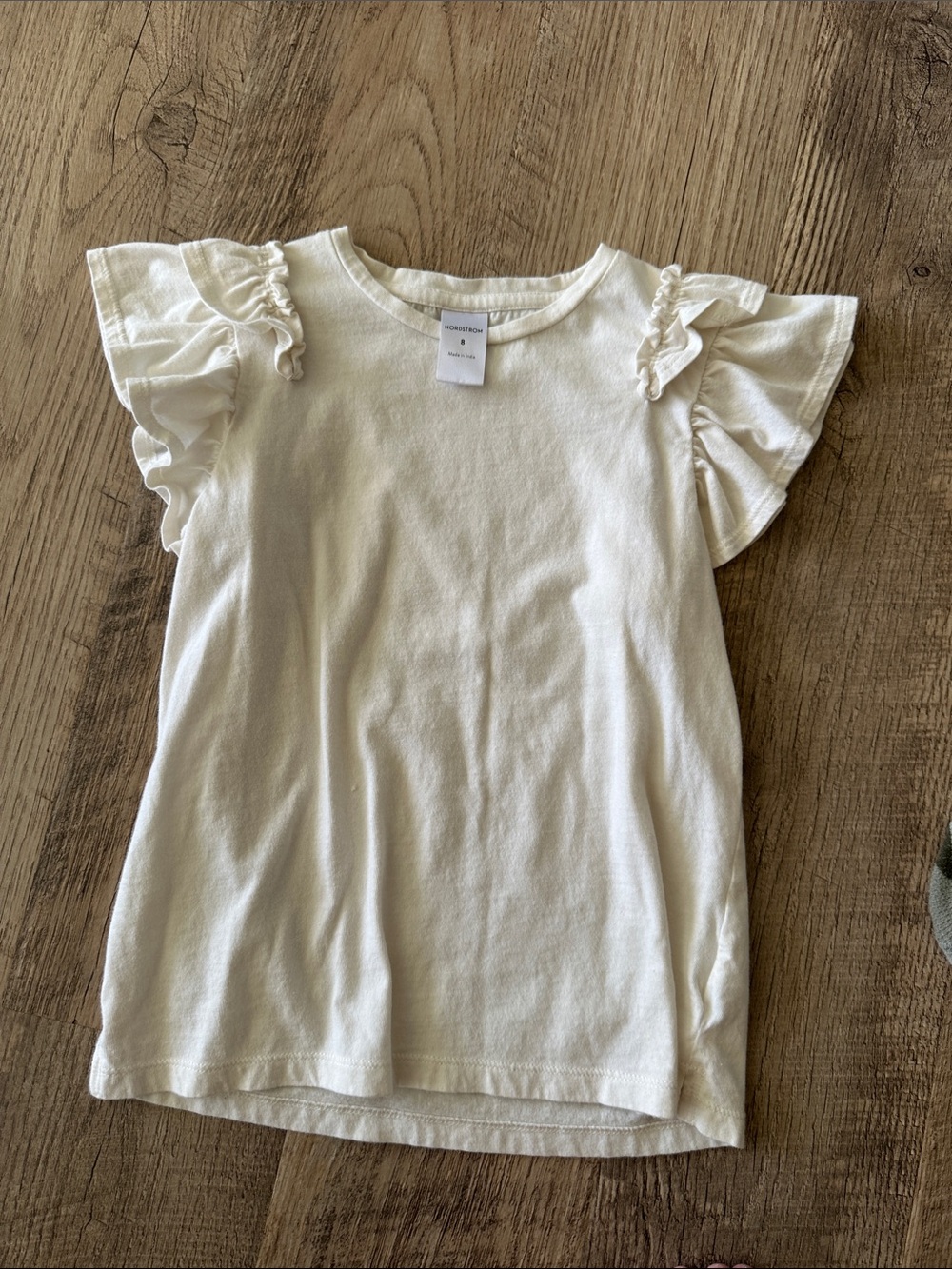 Nordstrom Cream Ruffle Sleeve Short Sleeve Tee